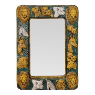 1970s Haeger Wild Animals Wall Mirror by C. Glenn Richardson For Sale