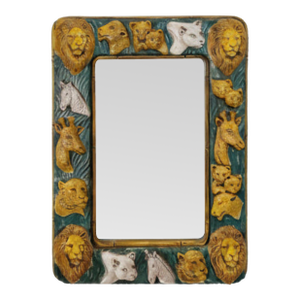 1970s Haeger Wild Animals Wall Mirror by C. Glenn Richardson