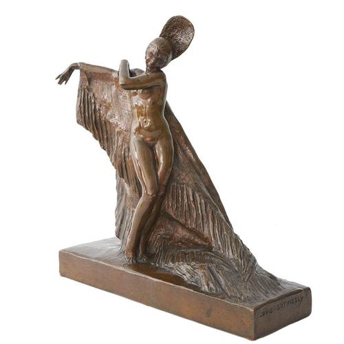 Spanish Dancer' a bronze figure of a spanish dancer in theatrical dress caught in movement. Set over naturalistic base....