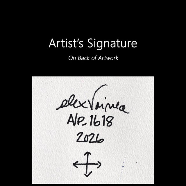 Avp_1618 - Original Abstract Deep Magenta Tone Contemporary Painting on Paper by Alex Voinea For Sale - Image 9 of 9