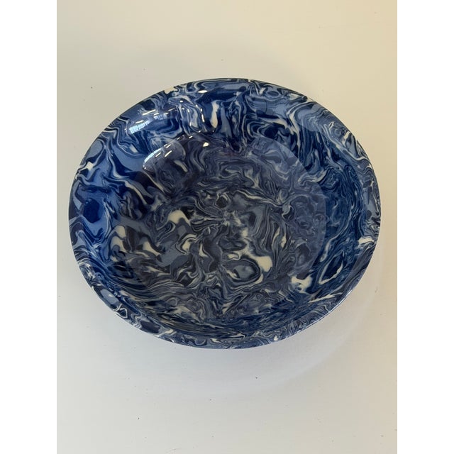 Signed Christine Jouval Blue Aptware Marbled Bowl For Sale In New York - Image 6 of 6