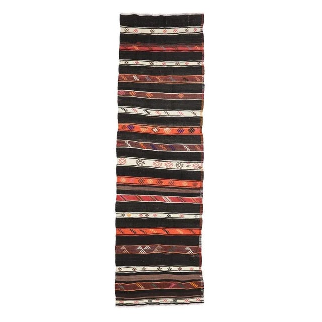 Textile Mid 20th Century Vintage Turkish Kilim Runner For Sale - Image 7 of 7