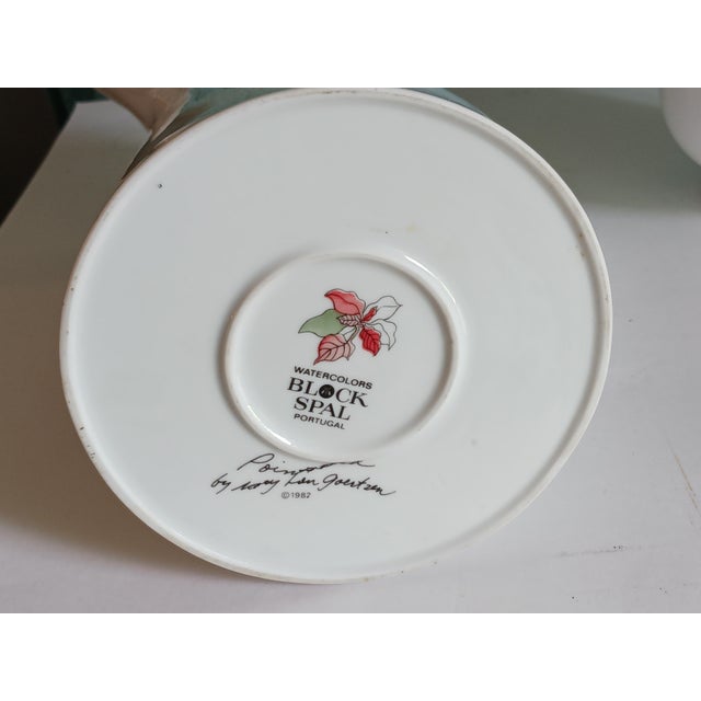 Ceramic Vintage Christmas Holiday Ceramic "Poinsettia" Coffeepot and Candy Basket by Block, Portugal 1982 For Sale - Image 7 of 7