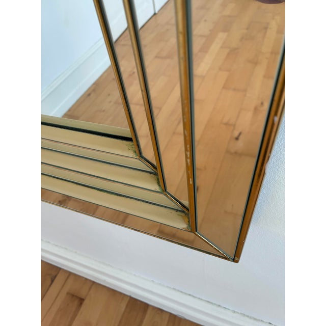 Large Vintage Deknudt Arched Beveled Panel Mirror – Gold, Belgium, 1980s For Sale - Image 9 of 12