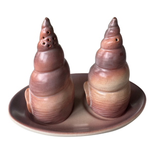 Vintage Mid-Century Carlton Ware England Figural Shell-Shaped Salt and Pepper Shakers Set- 3 Pieces
