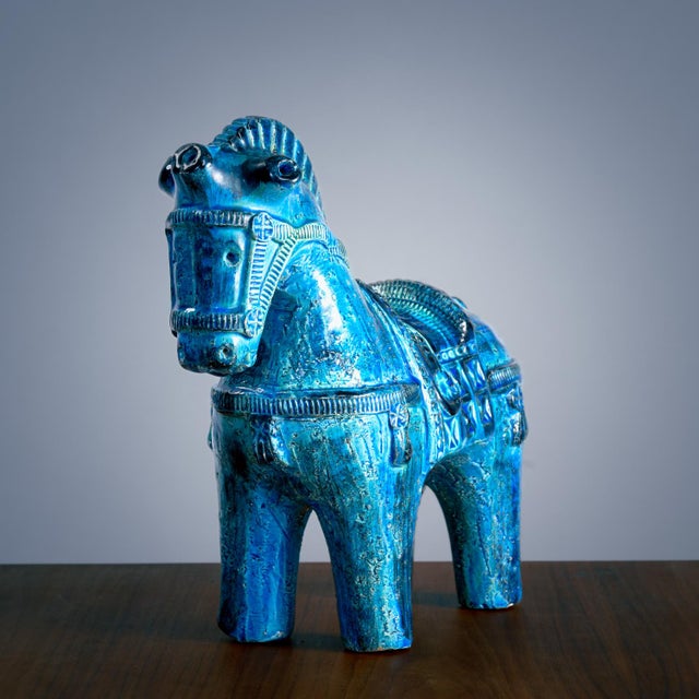 Bitossi Rimini Blu Horse Sculpture by Aldo Londi for Bitossi, Italy, 1970s For Sale - Image 4 of 18