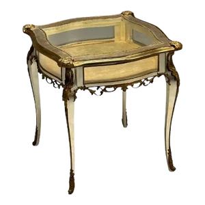 Louis Xv, Jewelry Showcase, Vitrine Table, Walnut, Bronze, Gilt, 1920s