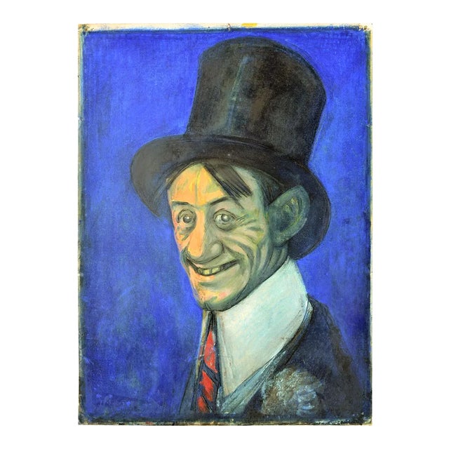 Portrait of Ettore Petrolini - Mixed Media Drawing by G. Galantara Early 20th Century For Sale