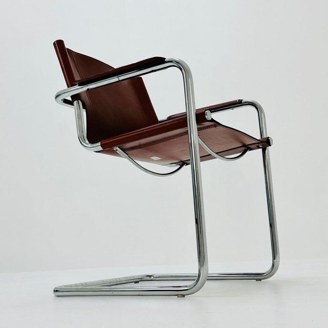 Bauhaus Visitor Chair in Congac Leather by Marcel Breuer, 1980s For Sale - Image 6 of 11