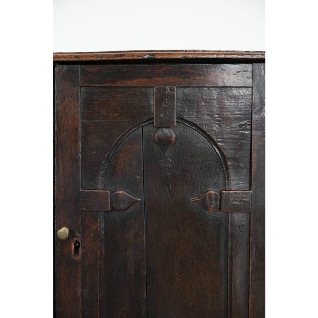 Brown Antique English Oak Cabinet on Stand, 1600s For Sale - Image 8 of 18