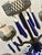 Mid 20th Century 1960’s Vintage Delft-Style Blue Hand-Painted Floral Motifs on White Porcelain Table Lamp With 5 Arms For Sale - Image 5 of 12