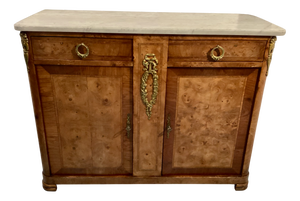 Antique French Buffet in Burl Wood and Bronzes, 1800s