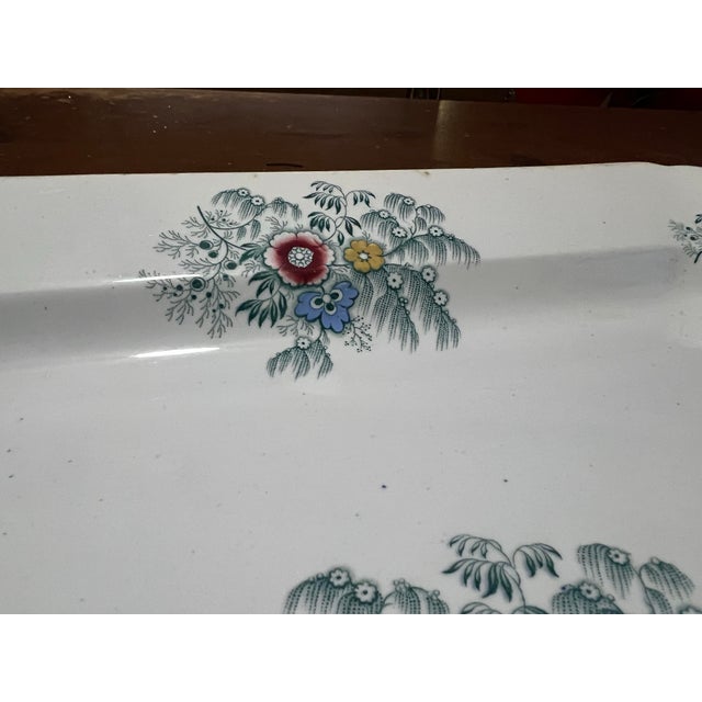 American A Very Nice Antique Staffordshire Transferware "Feather" Ironstone Platter, 1850's For Sale - Image 3 of 12