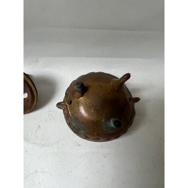 Bronze Mid 20th Century High Relief Bronze Foo Dog Asian Incense Burner For Sale - Image 8 of 13