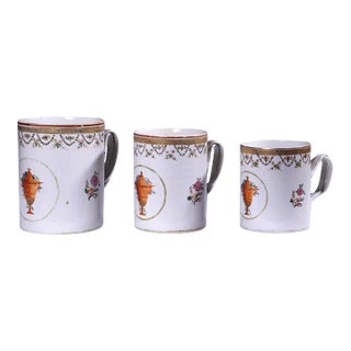Chinese Export Porcelain Set of Graduated Famille Rose Tankards For Sale
