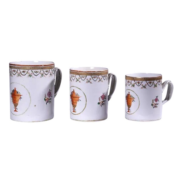 Chinese Export Porcelain Set of Graduated Famille Rose Tankards For Sale