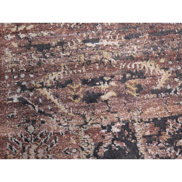 Hand Knotted Bamboo Silk and Wool Rug in High and Low Texture. 7'10"x 9'9" For Sale In Los Angeles - Image 6 of 18