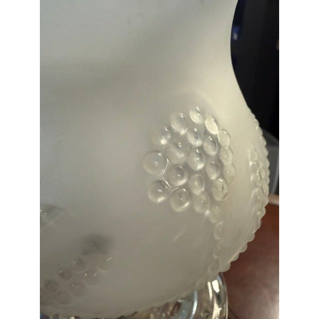 Glass Vintage 1950s Hollywood Regency Boudoir Lamp Pair With Frosted Embossed Glass Shades & Prism Accents For Sale - Image 7 of 12