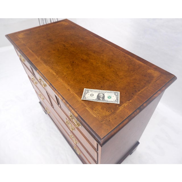 Fine 7 Drawers Burl Wood Banded Top Bracket Feet English Chest of Drawers MINT For Sale - Image 11 of 15