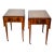 1930s English Hepplewhite Mahogany Satin Wood Inlay Leather Top Drop-Leaf Pembroke Side Tables For Sale