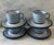 1980s Set of 4 Arita Genesis Blue Ceramic Coffee Cups and Saucers For Sale - Image 5 of 10