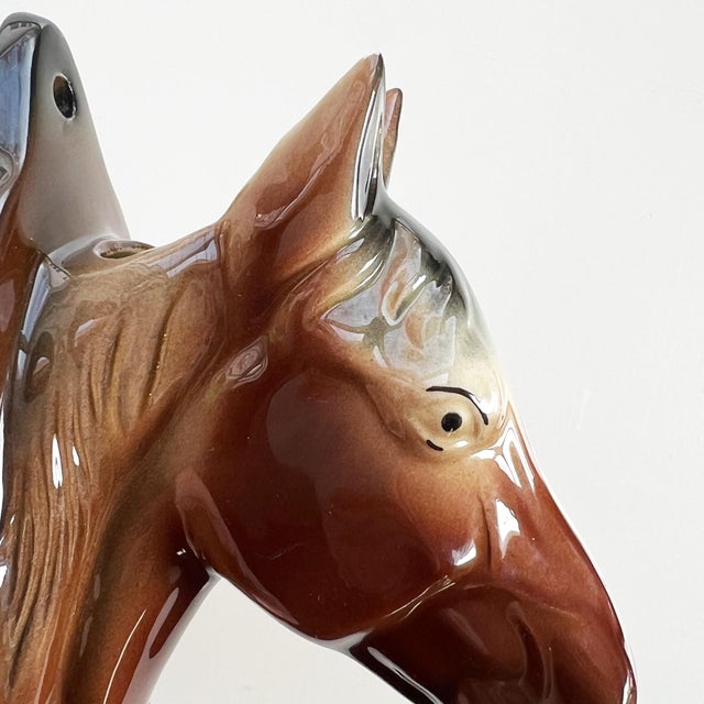 Ceramic Vintage Glazed Ceramic Horse Head Wall Vase, Equestrian Hanging Planter For Sale - Image 7 of 7