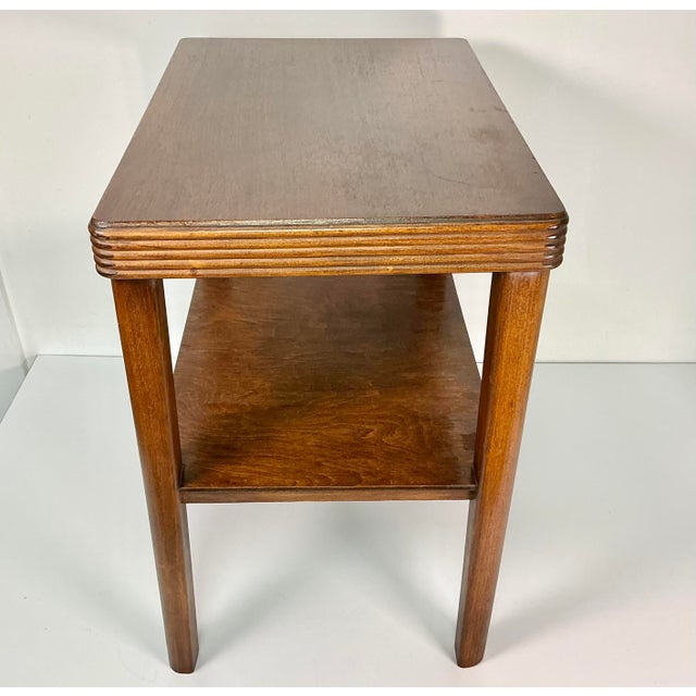 1930 Vintage Boho Chic Art Deco Wood Side Table, 2 Tier. For Sale - Image 10 of 16