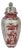 English Red and White Chinoiserie Transferware Porcelain Lidded Jar For Sale