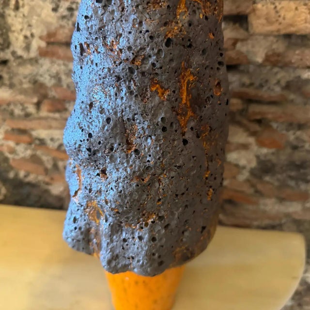 1990s Brutalist Orange and Gray Fat Lava Ceramic German Vase For Sale - Image 11 of 11