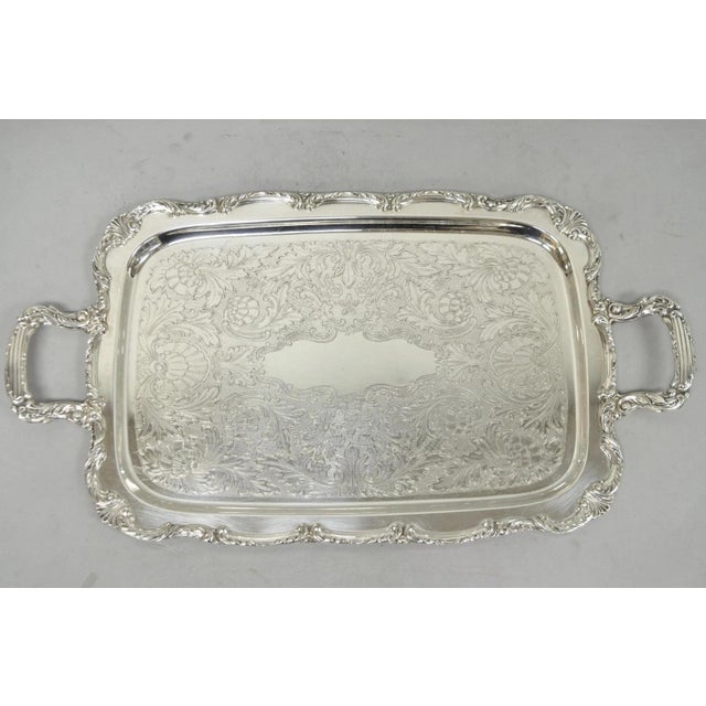 Vintage Wm a Rogers Victorian Silver Plated Twin Handle Serving Platter Bar Tray For Sale - Image 14 of 14