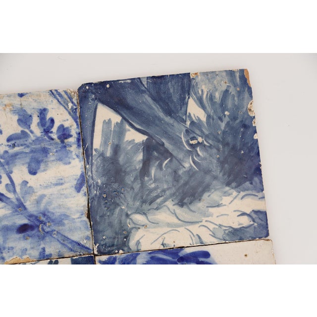 Baroque 18th Century Gorgeous Set of Four Naturalistic Portuguese Tiles For Sale - Image 3 of 7