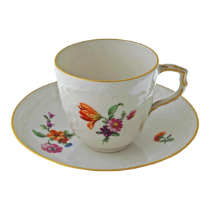 19th Century KPM Berlin Porcelain Reliefzierat Demitasse Cup and Saucer