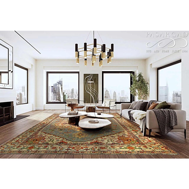 Pasargad DC L. Blue Serapi P-10b Design Rug For Sale - Image 4 of 4