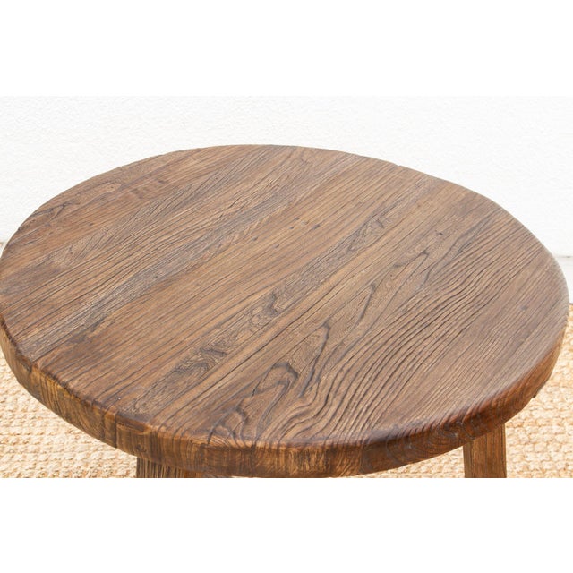 Wood Rustic Brown Artisanal Round Table For Sale - Image 7 of 8