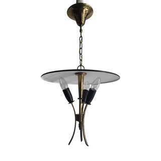 Vintage Italian Lamp in Brass with Black and White Lacquer from Stilnovo, 1950s For Sale