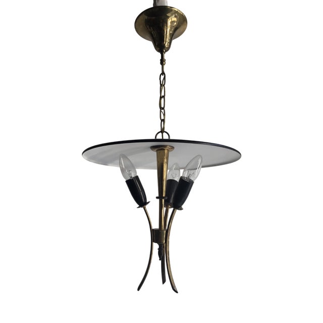 Vintage Italian Lamp in Brass with Black and White Lacquer from Stilnovo, 1950s For Sale