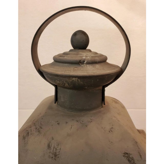 Mid Century Electric Lantern With Iced Glass Panels For Sale In Los Angeles - Image 6 of 9