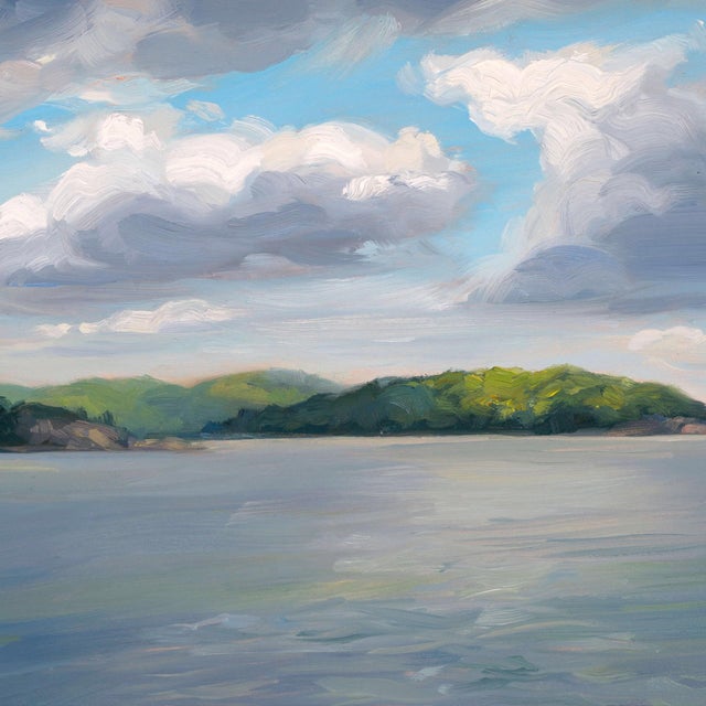 Presque Isle (Day 81) June 2, 2022 by Primary Hughes | Oil on masonite Landscape with clouds and water For Sale - Image 4 of 5