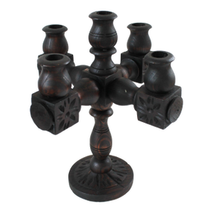 Vintage Spanish Colonial Style Turned Wood Candelabra