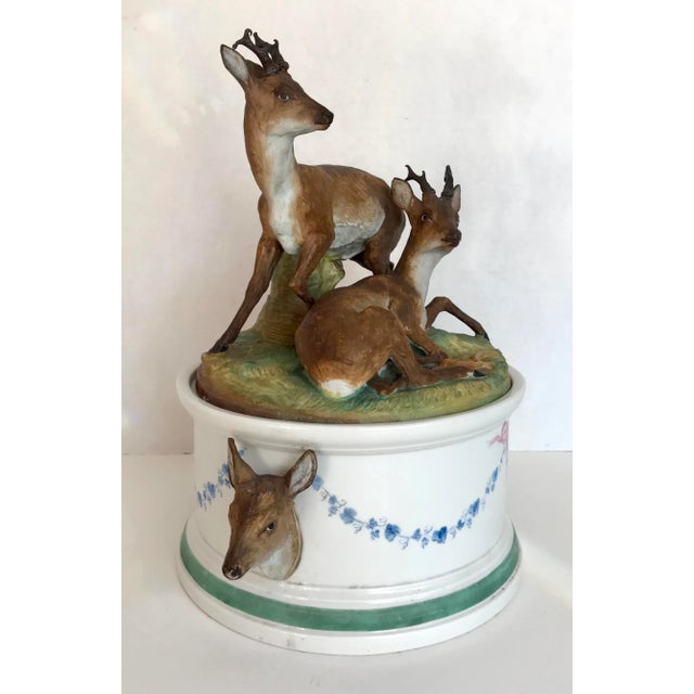 Antique Bavarian Bisque Deer Lidded Dish For Sale - Image 4 of 13