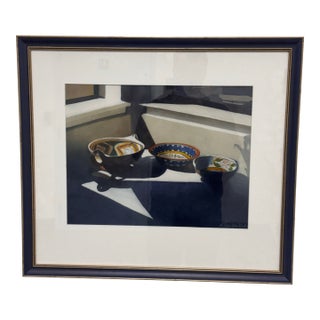 Judith Klausenstock Three Mexican Bowls Framed Watercolor, Circa 2002 For Sale