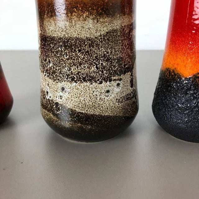 Fat Lava Ceramic 549 Vases from Scheurich, Germany, 1970s, Set of 3 For Sale - Image 10 of 18