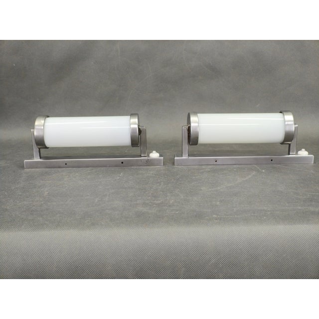 Art Deco Chrome and Glass Wall Lights, 1930s, Set of 2 For Sale - Image 4 of 11