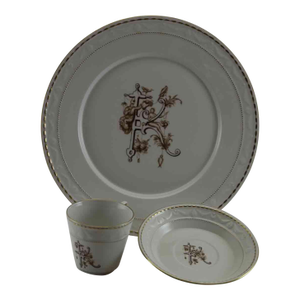 1990’s Vintage/New KPM Hand-Painted 3-Piece Place-Setting Renaissance Monogram K