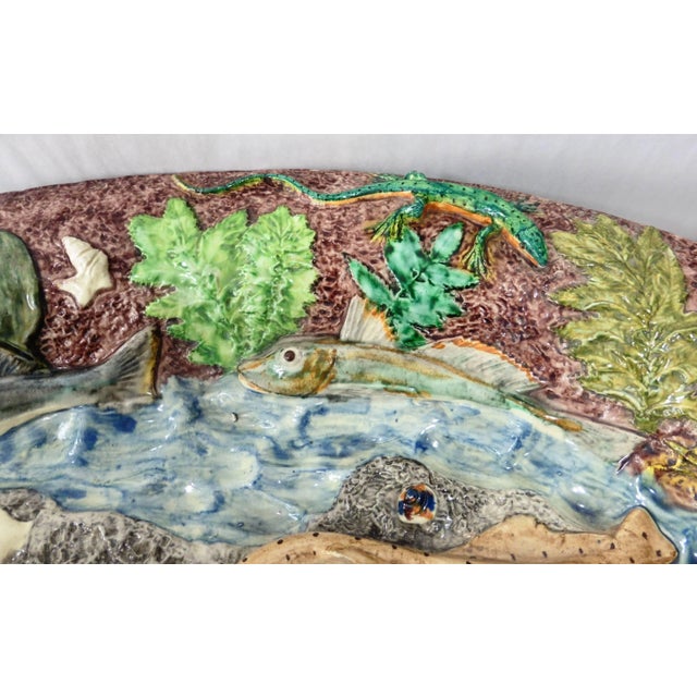 Victorian 19th Century Thomas Sergent Majolica Palissy Fish Wall Platter For Sale - Image 3 of 8