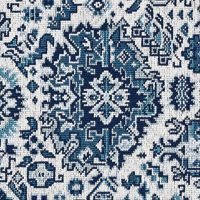 Asian Antique Sample - Schumacher Pallay Epingle Fabric in Porcelain on Ivory For Sale - Image 3 of 4