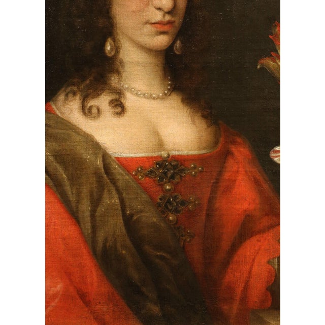 Willem Van Honthorst, Portrait of Louise Henriette of Orange, 1650, Oil on Canvas For Sale - Image 4 of 15