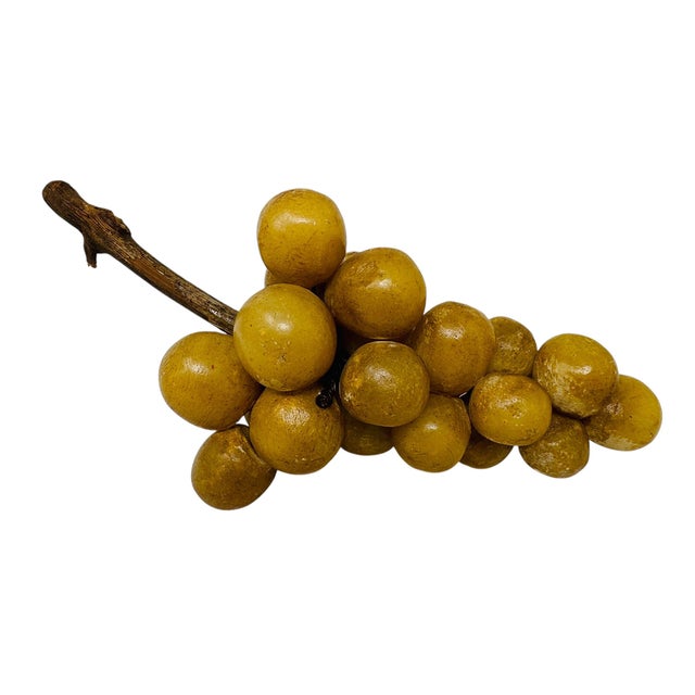 Exquisite 1940s Italian Alabaster Grapes - Set of 5 Hand-Carved Honey Gold Clusters For Sale - Image 15 of 16