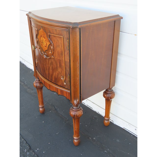 Jacobean Early 1900s Inlay Tall Nightstand End Side Table 6609 For Sale - Image 12 of 13
