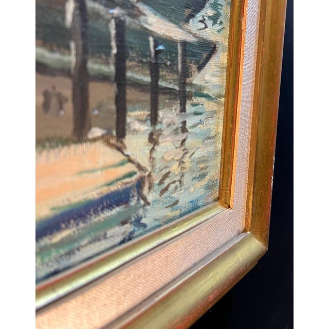 Green Ernest Voegeli, Backlight at Clarins Port, Oil on Canvas For Sale - Image 8 of 11